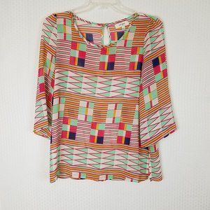 Umgee USA Sheer Multicolored Blouse